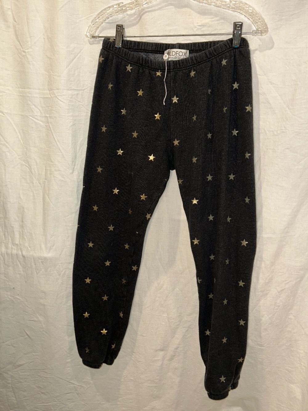 WILDFOX charcoal gray gold star print joggers sweat pants M